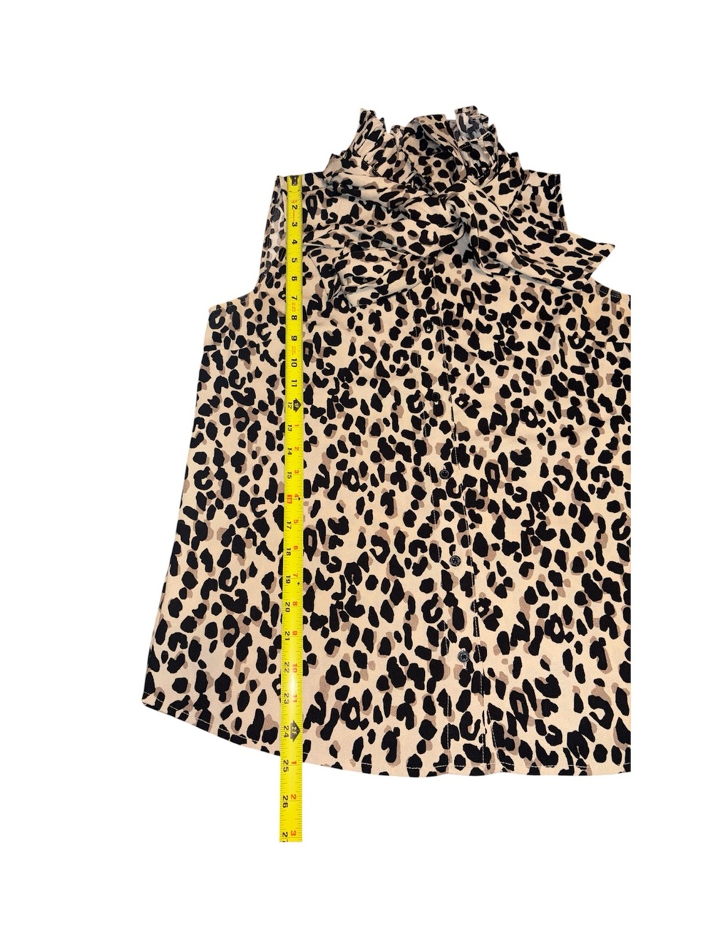 Halogen Sleeveless Tie Neck Leopard Print Blouse Careerwear Formal Size Small - Picture 9 of 16